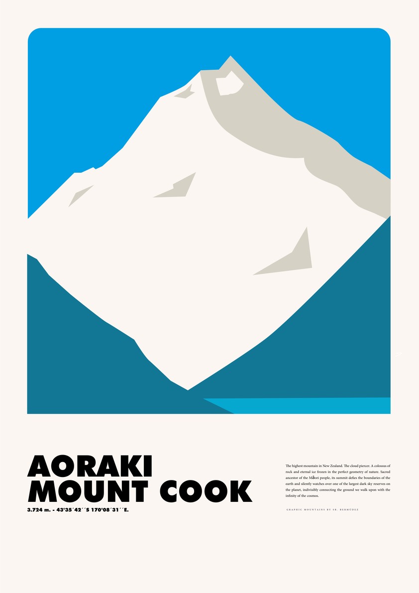 Aoraki / Mount Cook – Graphic Mountains by Sr. Bermúdez