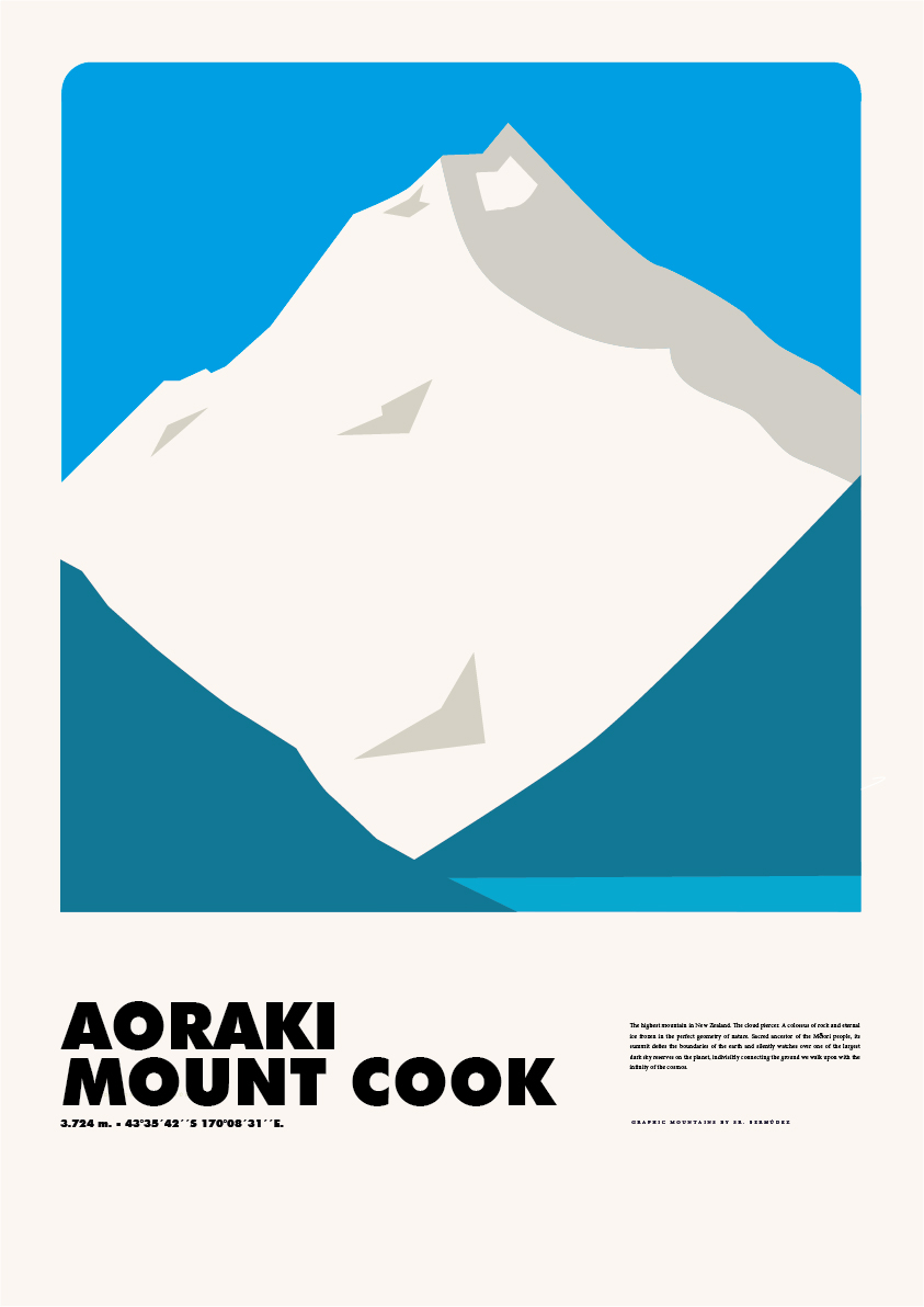 Aoraki / Mount Cook – Graphic Mountains by Sr. Bermúdez