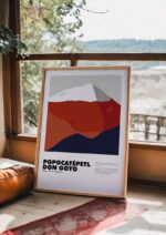 Popocatépetl / Don Goyo – póster Graphic Mountains enmarcado