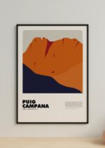 Puig Campana – póster Graphic Mountains enmarcado